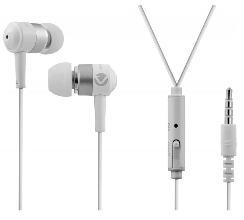 Volkano Stannic Series Noise Isolating Natural Fit In-Ear Earphones - White - VOLK-202/WHT