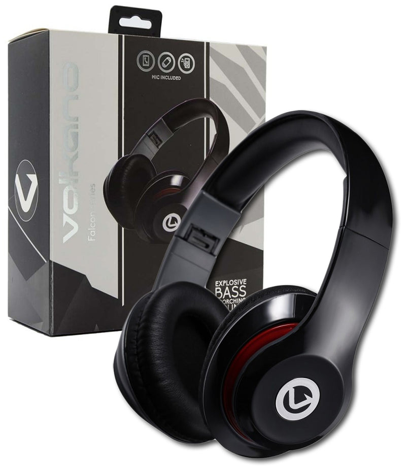 Volkano Stylish Falcon Series Headphones With Built In Microphone - Black - VOLK-401/BLK
