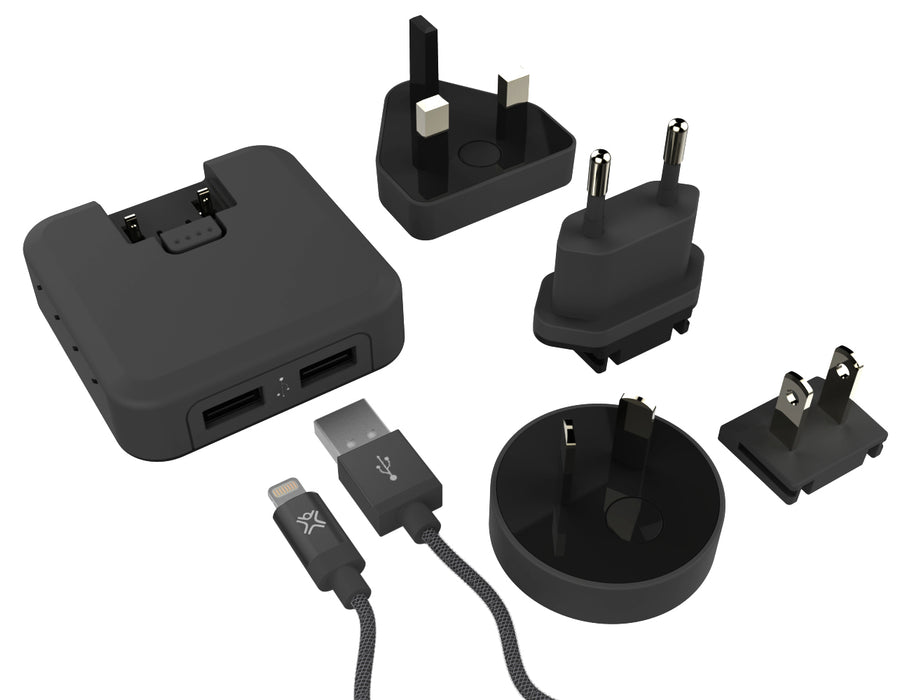 XtremeMac International Dual USB Power Adapter With MFI Certified Lightning Cable - Black - XM-IPU-IHL2-13